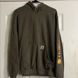 Carhartt Dark Olive Hoodie with Yellow Logo